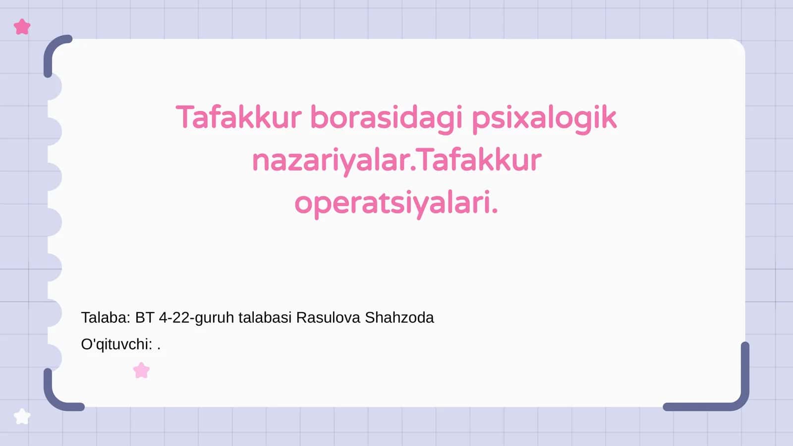 Tafakkur borasidagi psixalogik nazariyalar.Tafakkur operatsiyalari 1