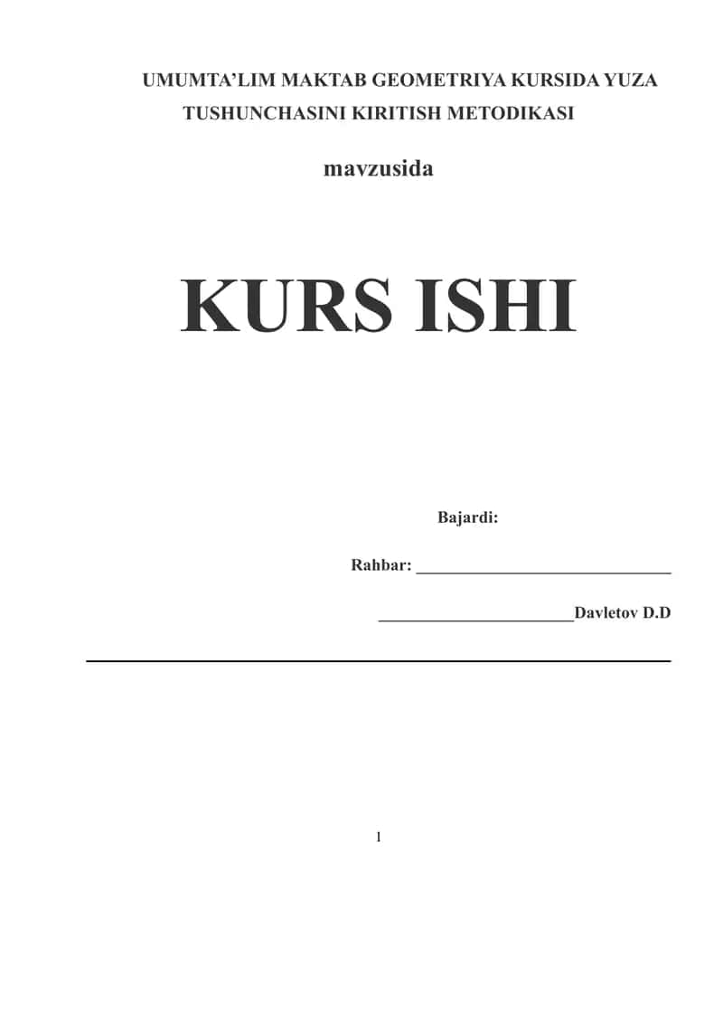 UMUMTA’LIM MAKTAB GEOMETRIYA KURSIDA YUZA TUSHUNCHASINI KIRITISH METODIKASI 1