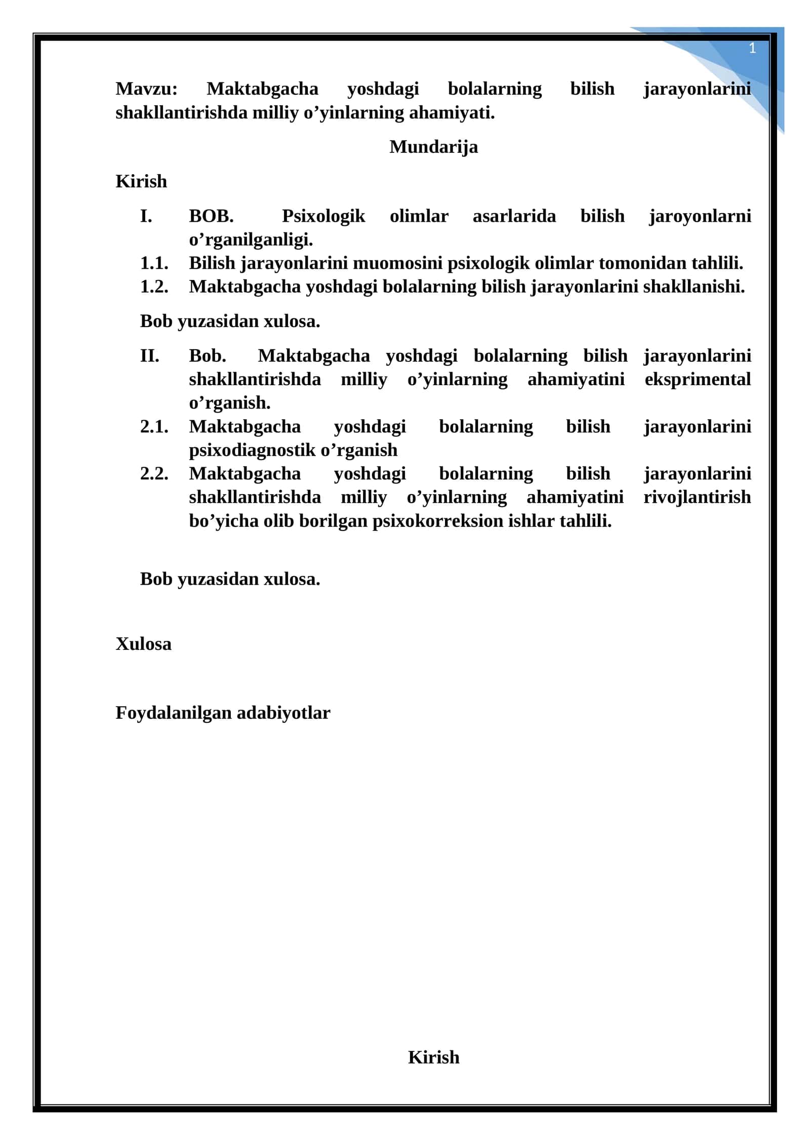 Maktabgacha yoshdagi bolalarning bilish jarayonlarini shakllantirishda milliy o’yinlarning ahamiyati 1