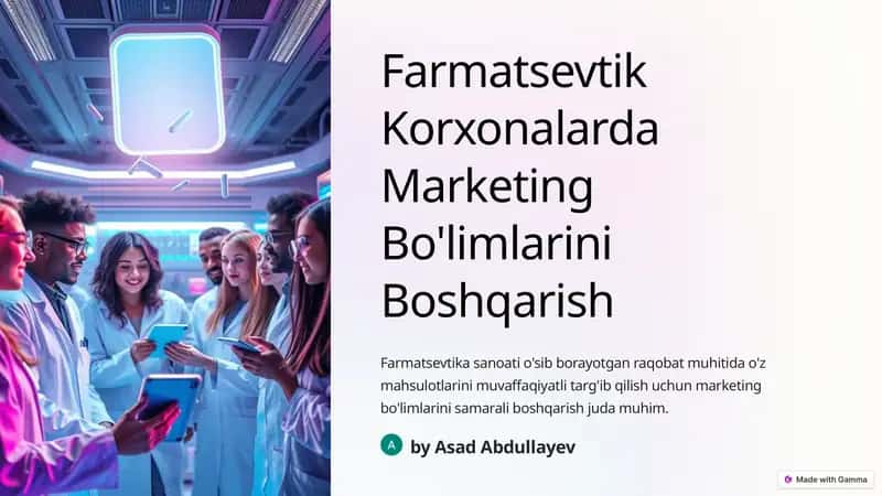 Farmatsevtik Korxonalarda Marketing Bo'limlarini Boshqarish 1