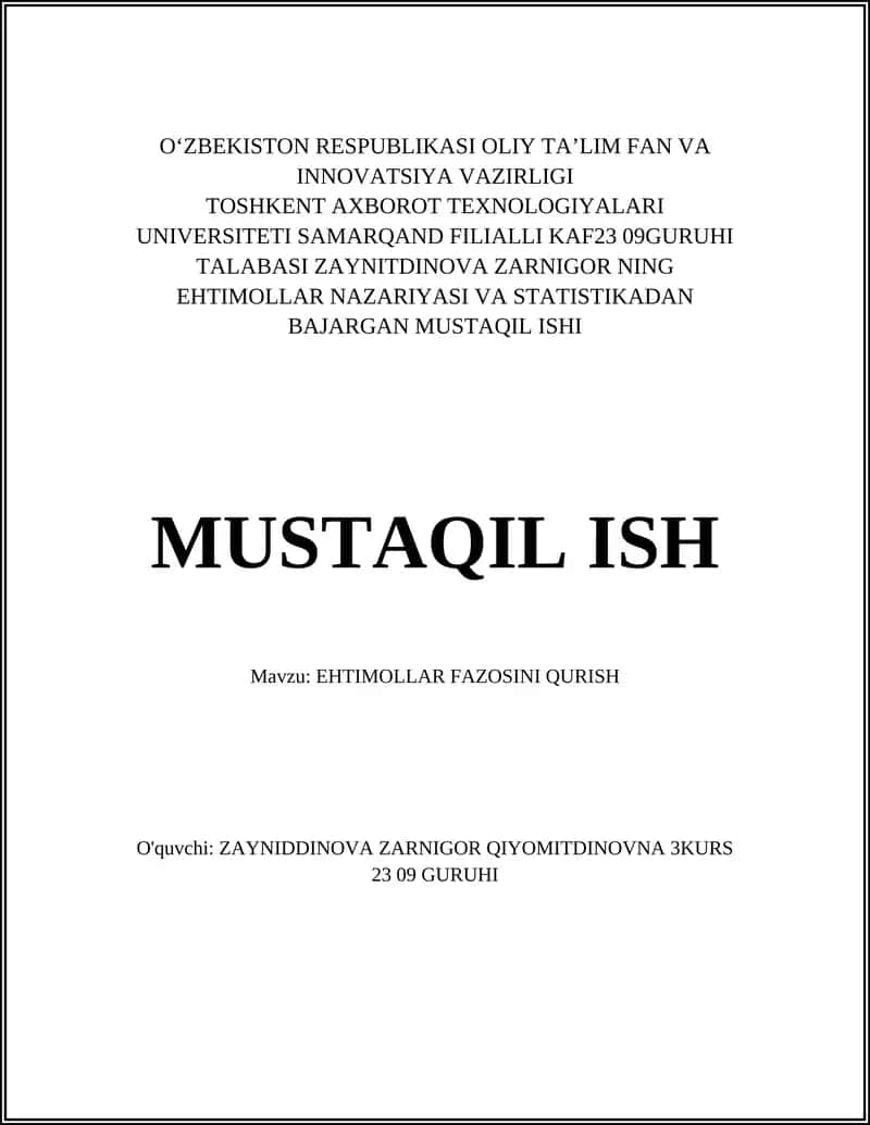 Namuna Fazosi qurish 1