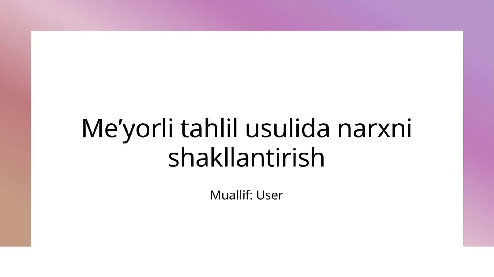 Narxlarni belgilash usullari 1