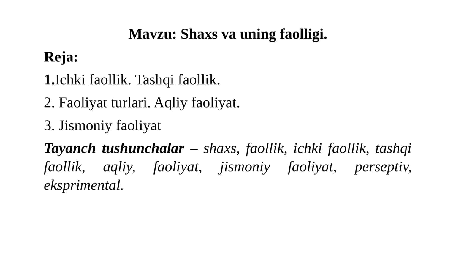 Shaxs va uning faolligi 1