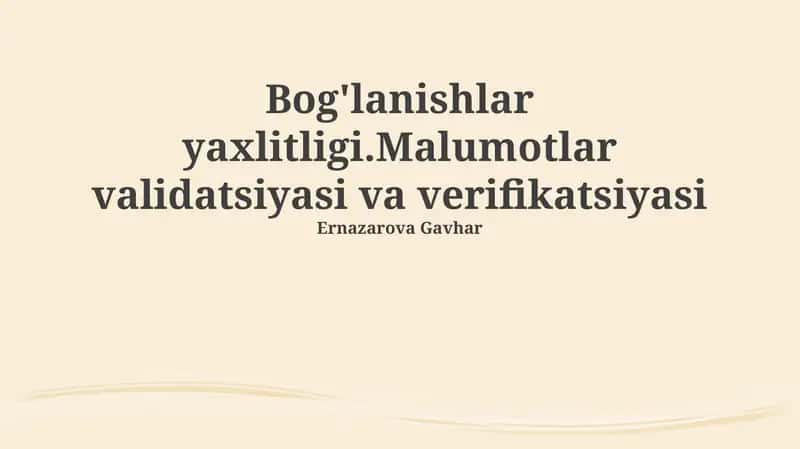 Malumotlar yaxlitligi 1