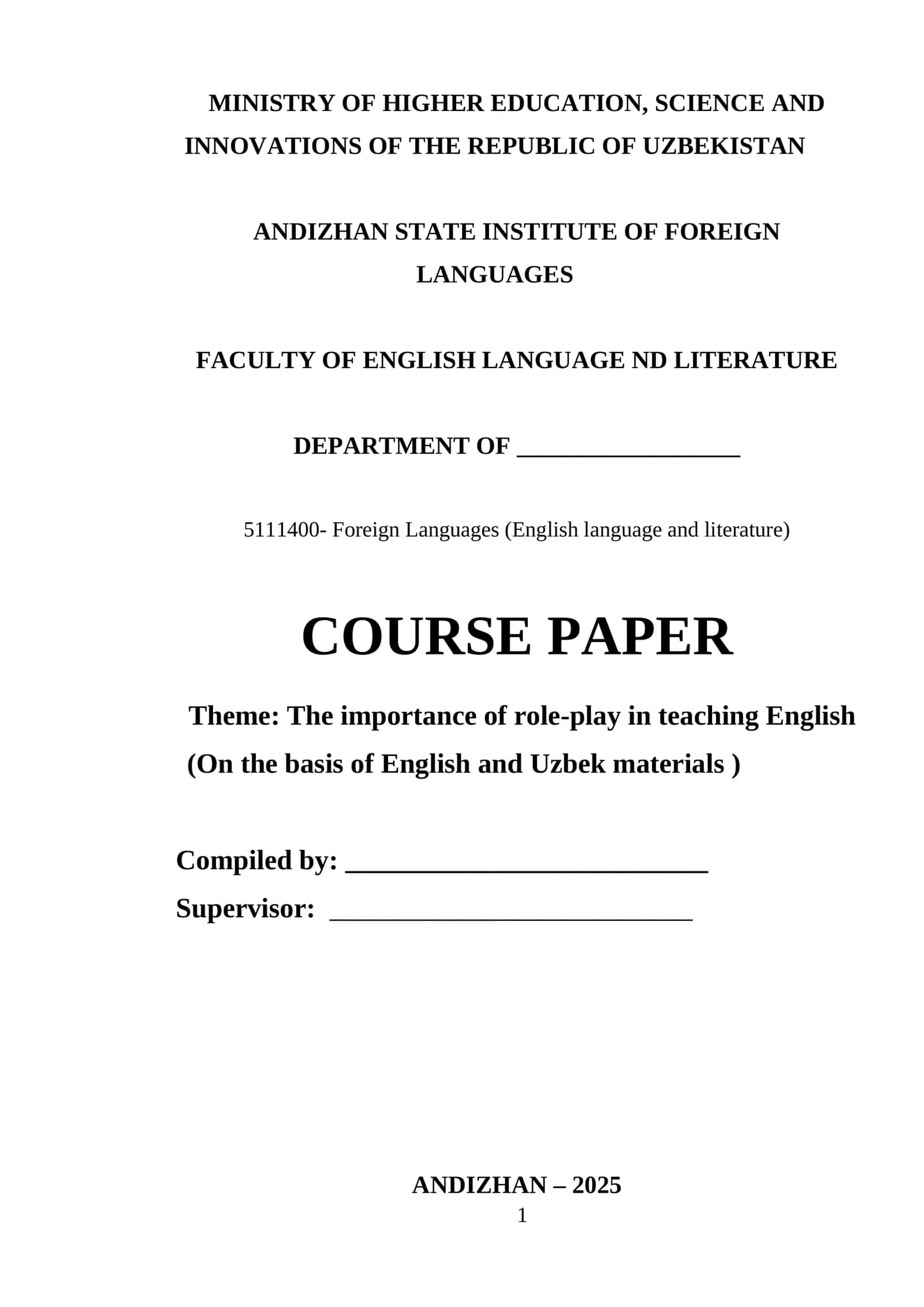 The importance of role-play in teaching English 1