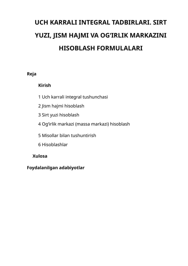 UCH KARRALI INTEGRAL TADBIRLARI 1