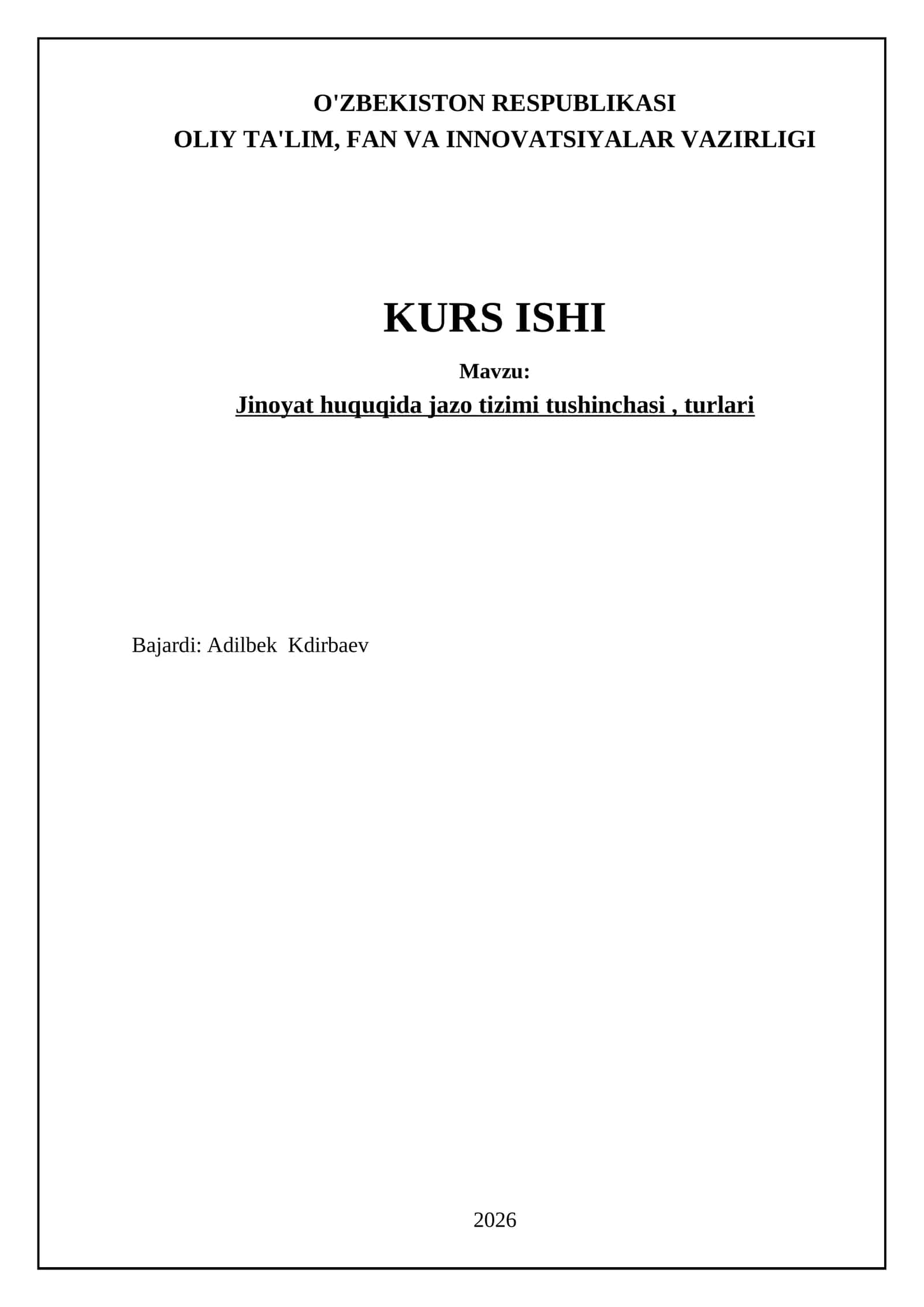 Jinoyat huquqida jazo tizimi tushinchasi, turlari 1