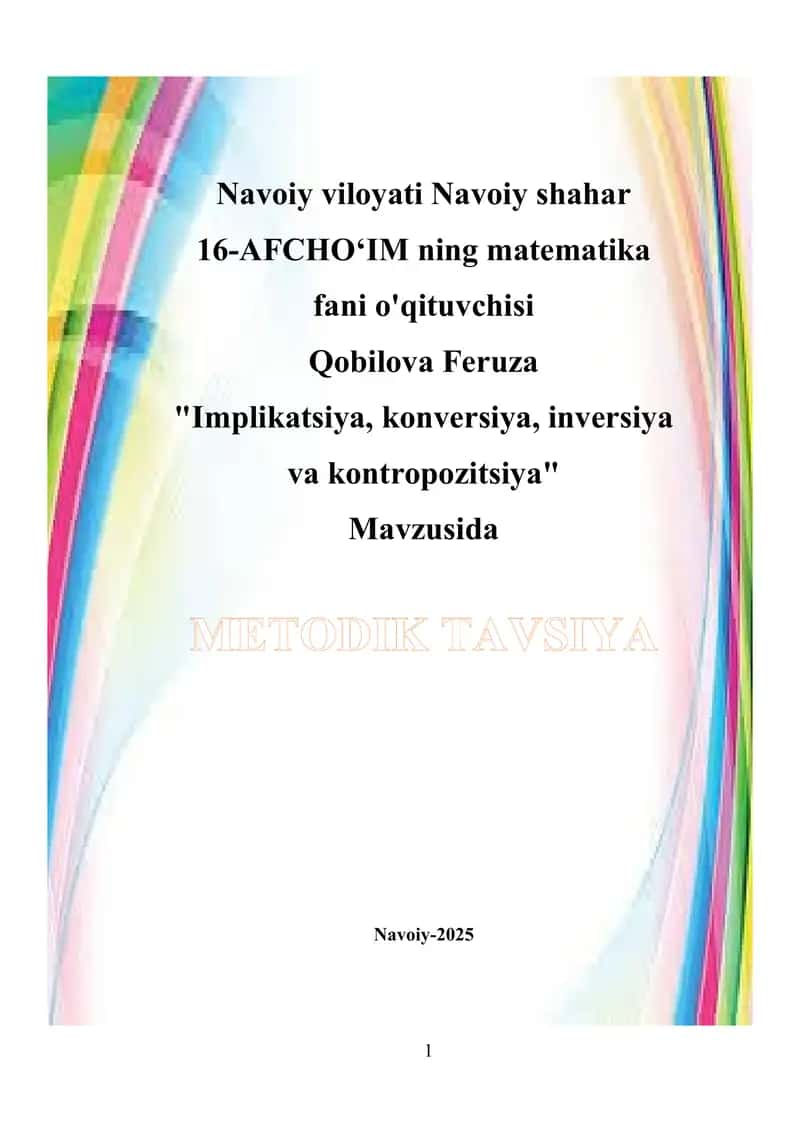 Implikatsiya, konversiya, inversiya va kontropozitsiya 1