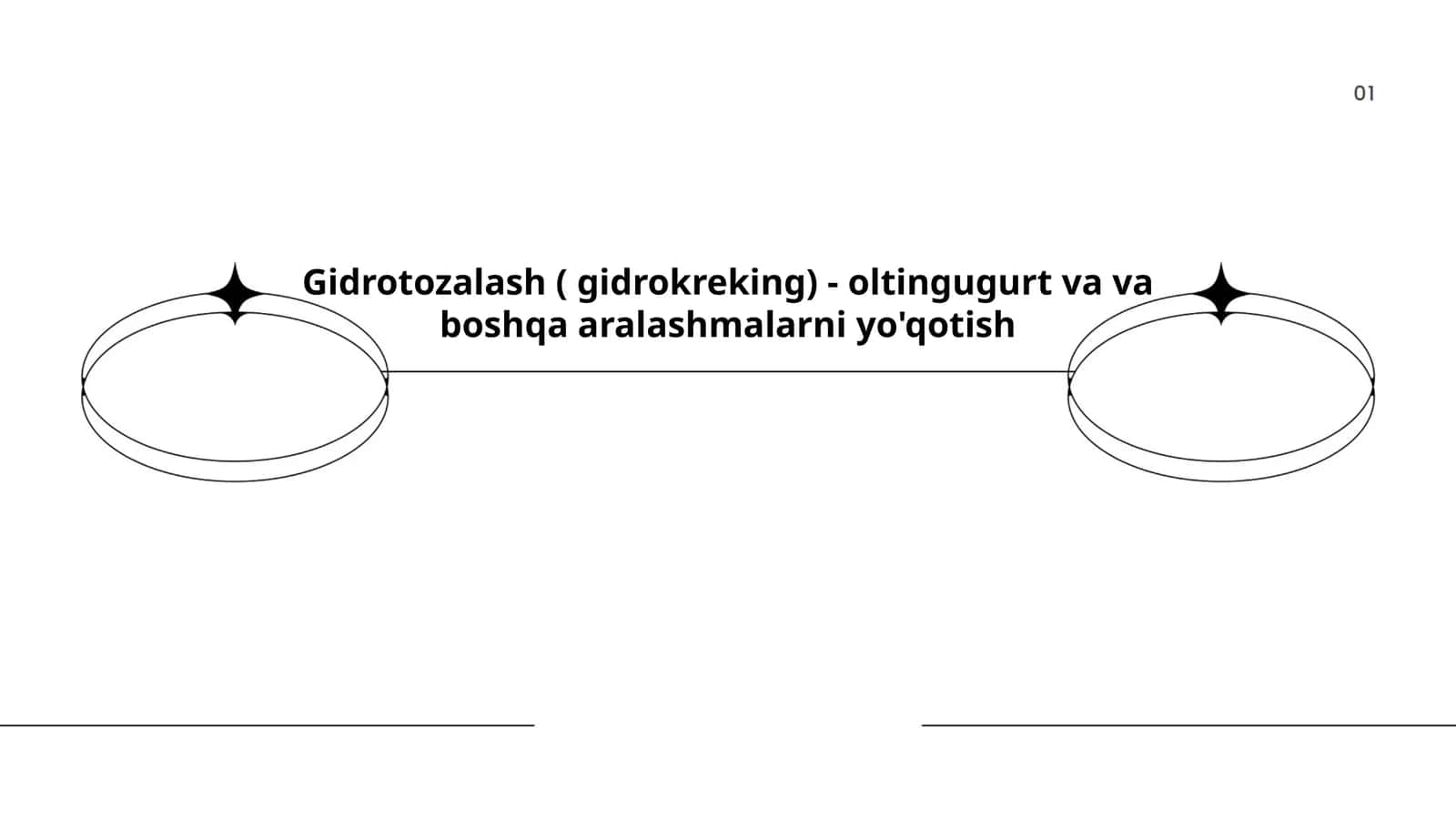Gidrotozalash ( gidrokreking): oltingugurt va va boshqa aralashmalarni yo'qotish 1