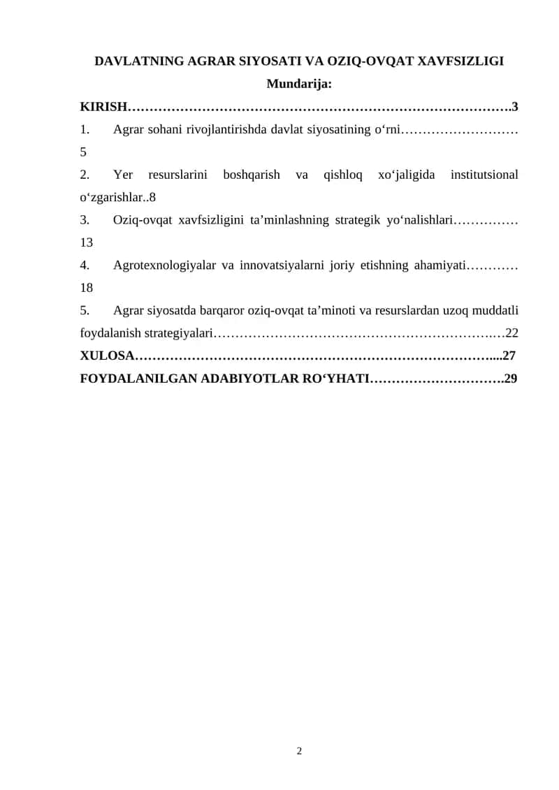 DAVLATNING AGRAR SIYOSATI VA OZIQ-OVQAT XAVFSIZLIGI 1