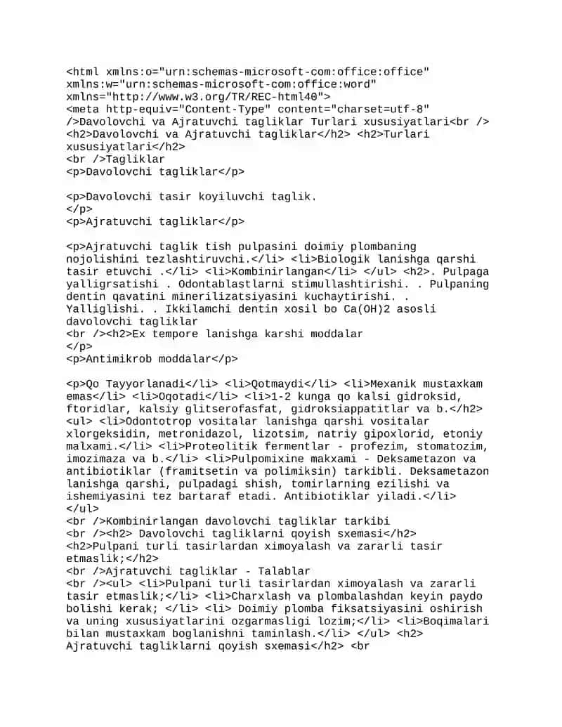Davolovchi va Ajratuvchi tagliklar