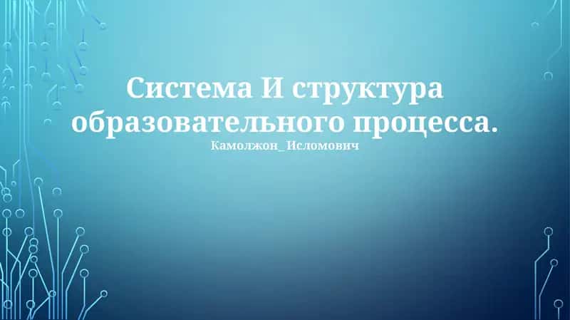 Система И структура образовательного процесса 1