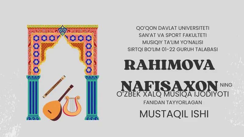 o`zbek xalq musiqa ijodi fanidan tayyorlangan taqdimot 1