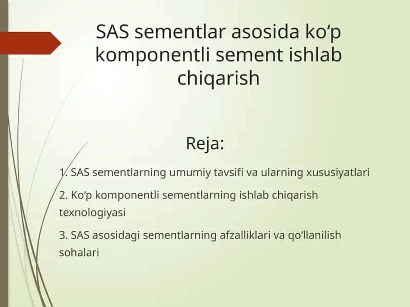 SAS sementlar asosida ko‘p komponentli sement ishlab chiqarish 1