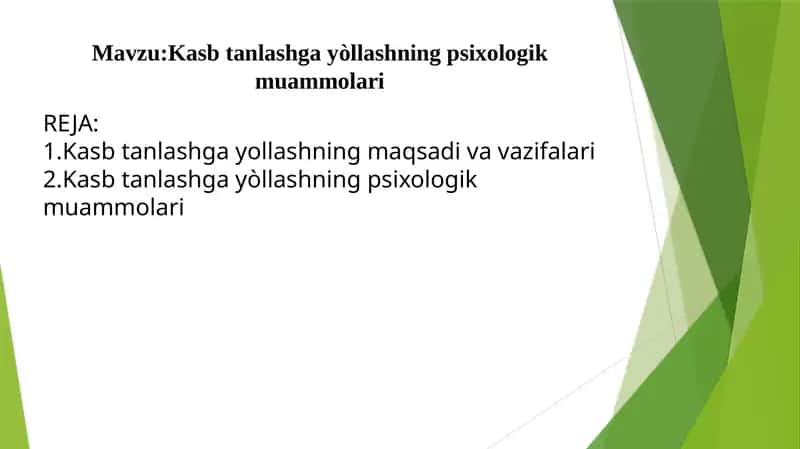 Kasbtanlashgayòllashning psixologik muammolari 1