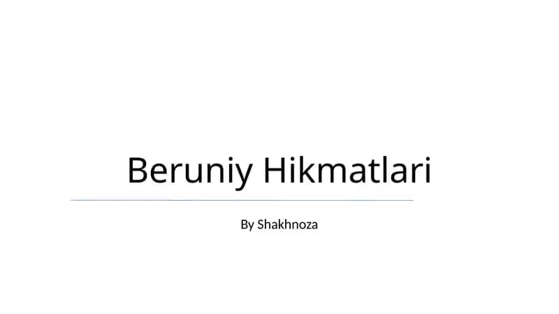 Beruniy Hikmatlari 1