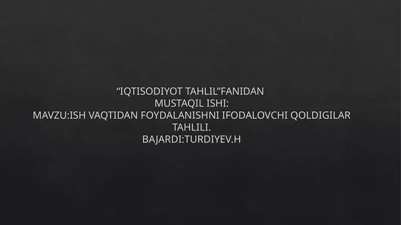 IQTISODIYOT TAHLIL 1