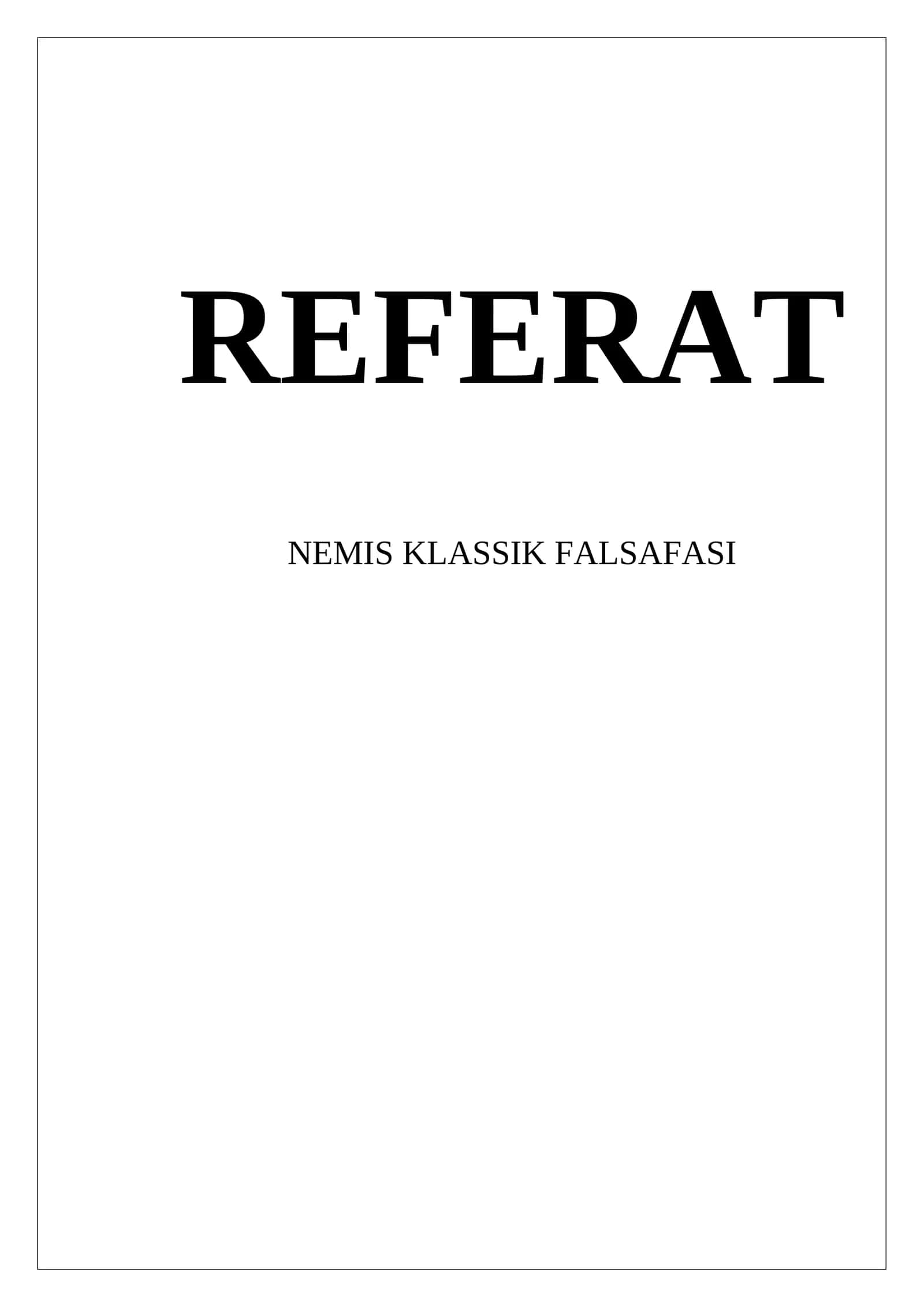 Nemis klassik falsafasi REFERAT 1