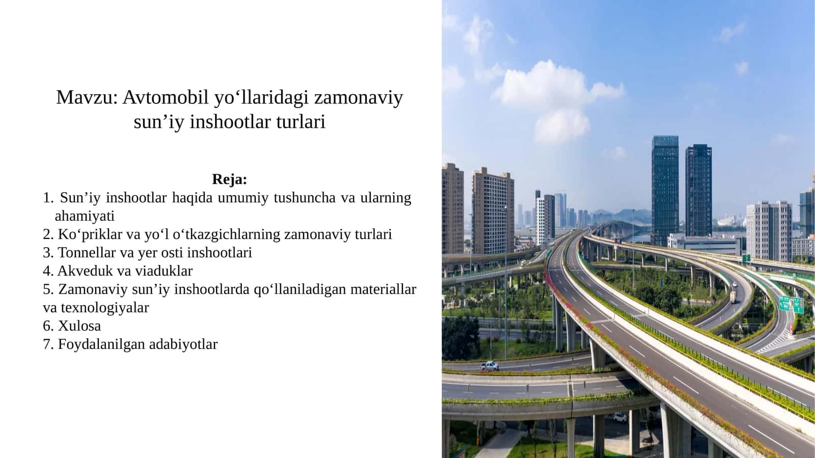 Avtomobil yo‘llaridagi zamonaviy sun’iy inshootlar turlari 1