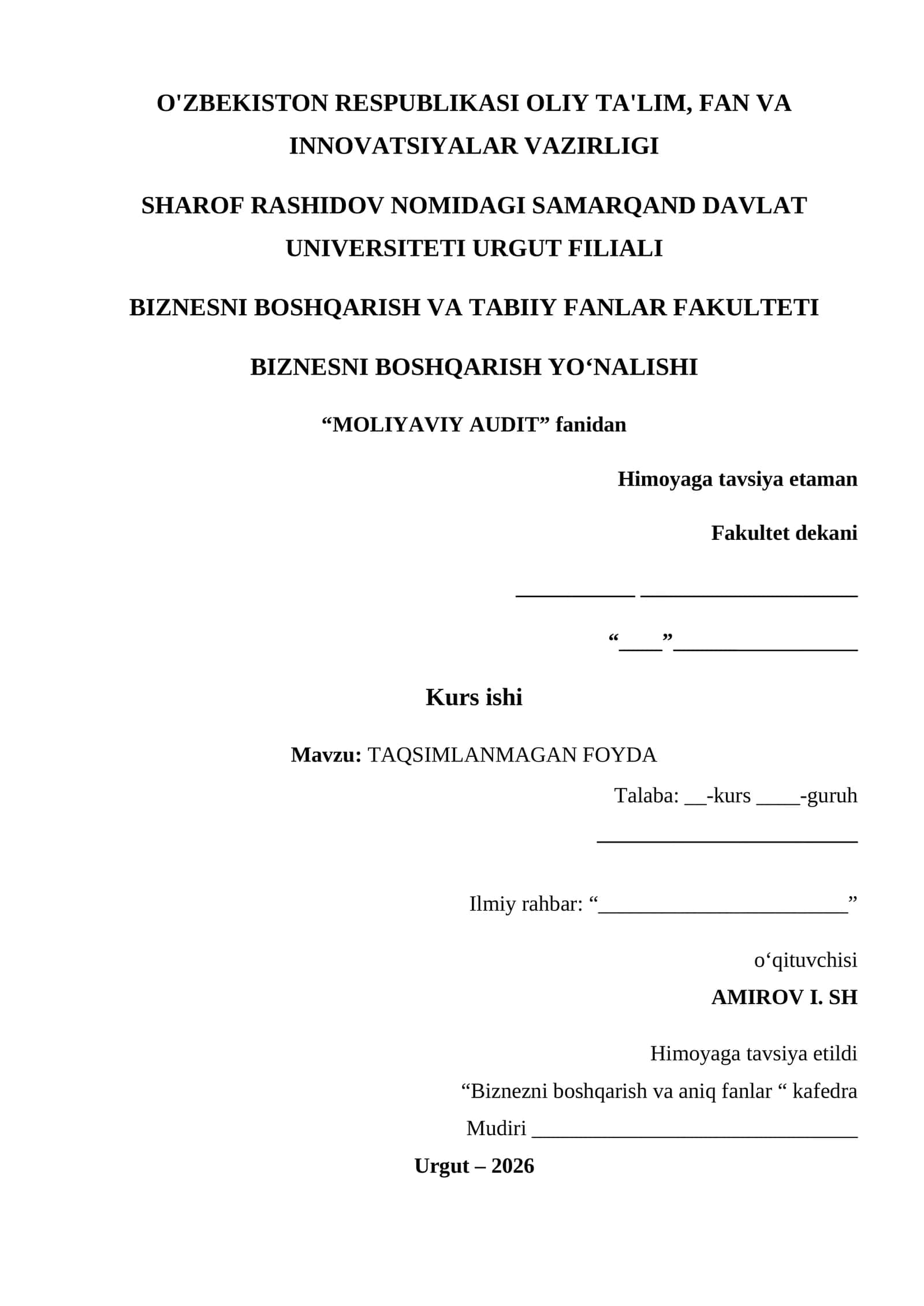 TAQSIMLANMAGAN FOYDA 1