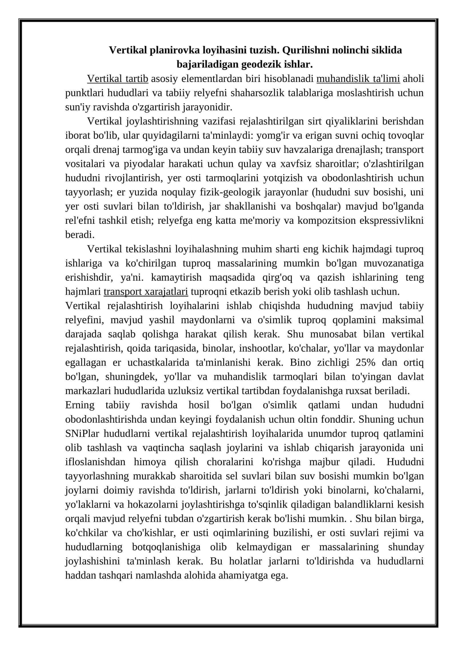 Vertikal planirovka loyihasi 1