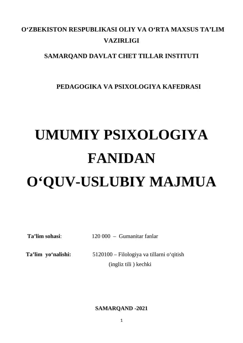 Umumiy psixologiya 1