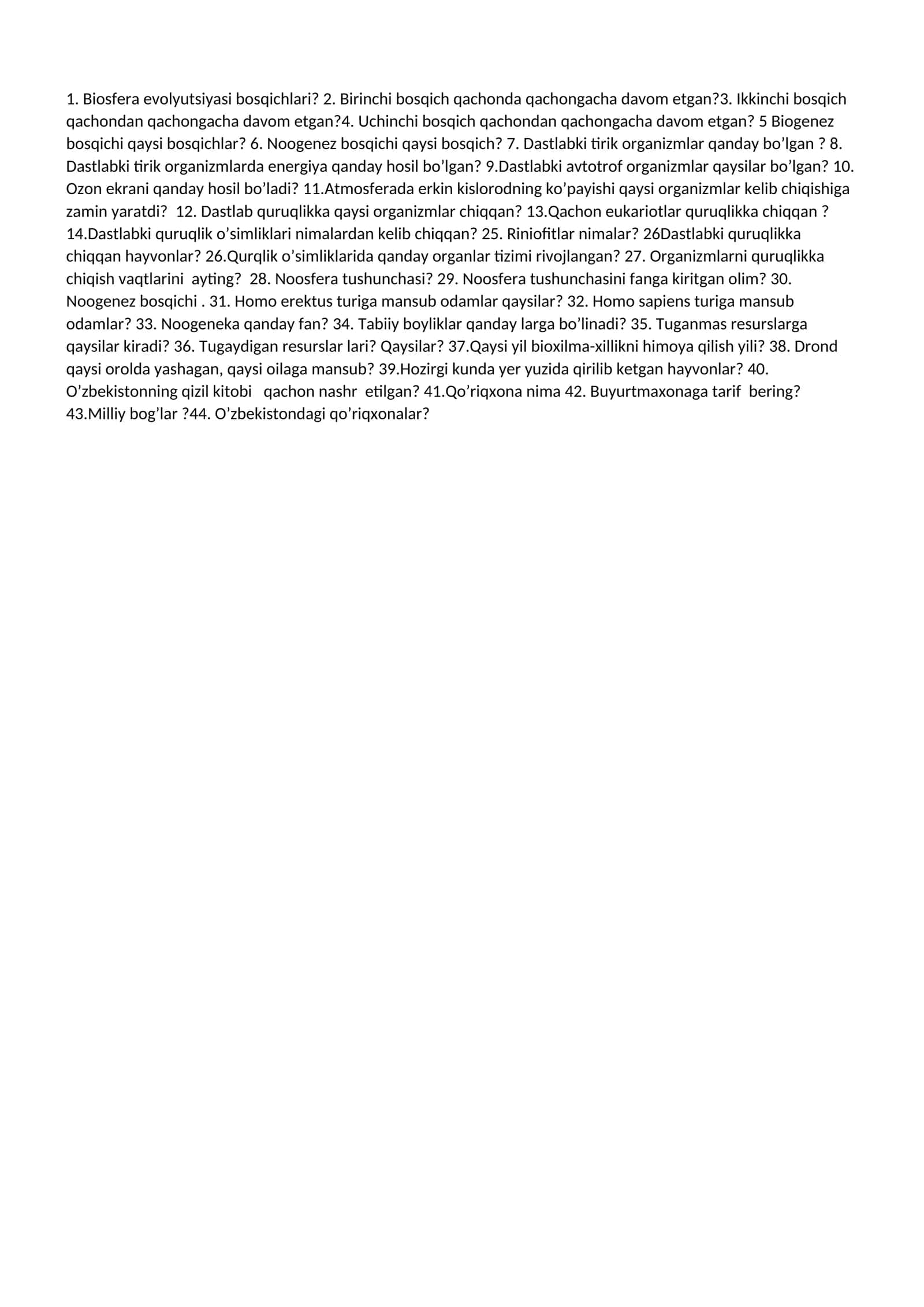 Biosfera evolyutsiyasi bosqichlari 1