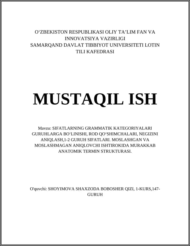 Sifatlarning grammatik kategoriyalari 1