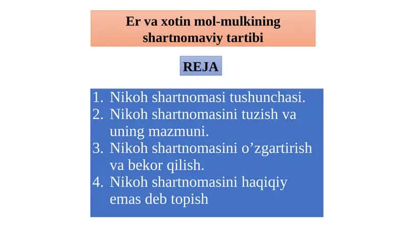 Erva xotin mol-mulkining shartnomaviy tartibi 1