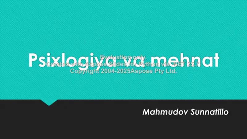 Psixlogiya va mehnat 1