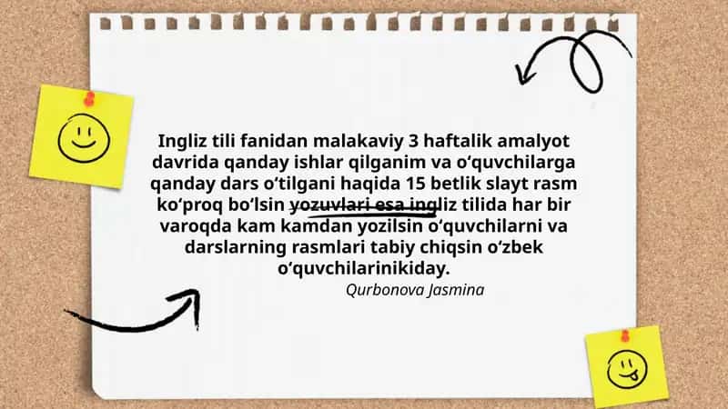 Ingliz tili fanidan malakaviy 3 haftalik amalyot davri 1