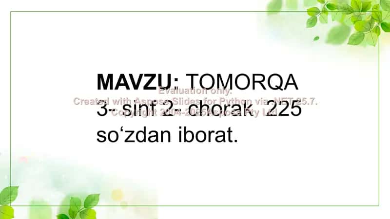 “Tomorqa” mavzusida 3-sinf, 2-chorak uchun taqdimot 1