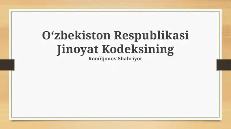 O‘zbekiston Respublikasi Jinoyat Kodeksining Umumiy Qoidalari 1