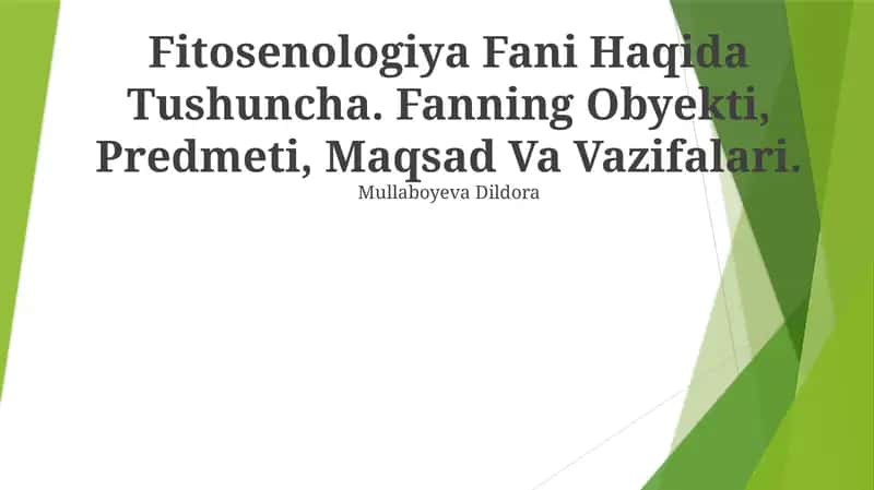 Fitosotsiologiya Fani Haqida Tushuncha 1