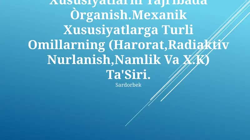 Yangi Materiallarning Mexanik Xususiyatlarni Tajribada Òrganish 1