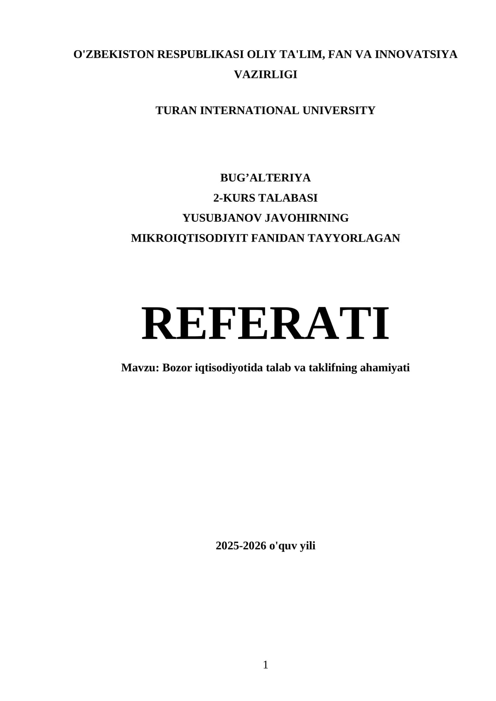 Talab va taklifning ahamiyati 1