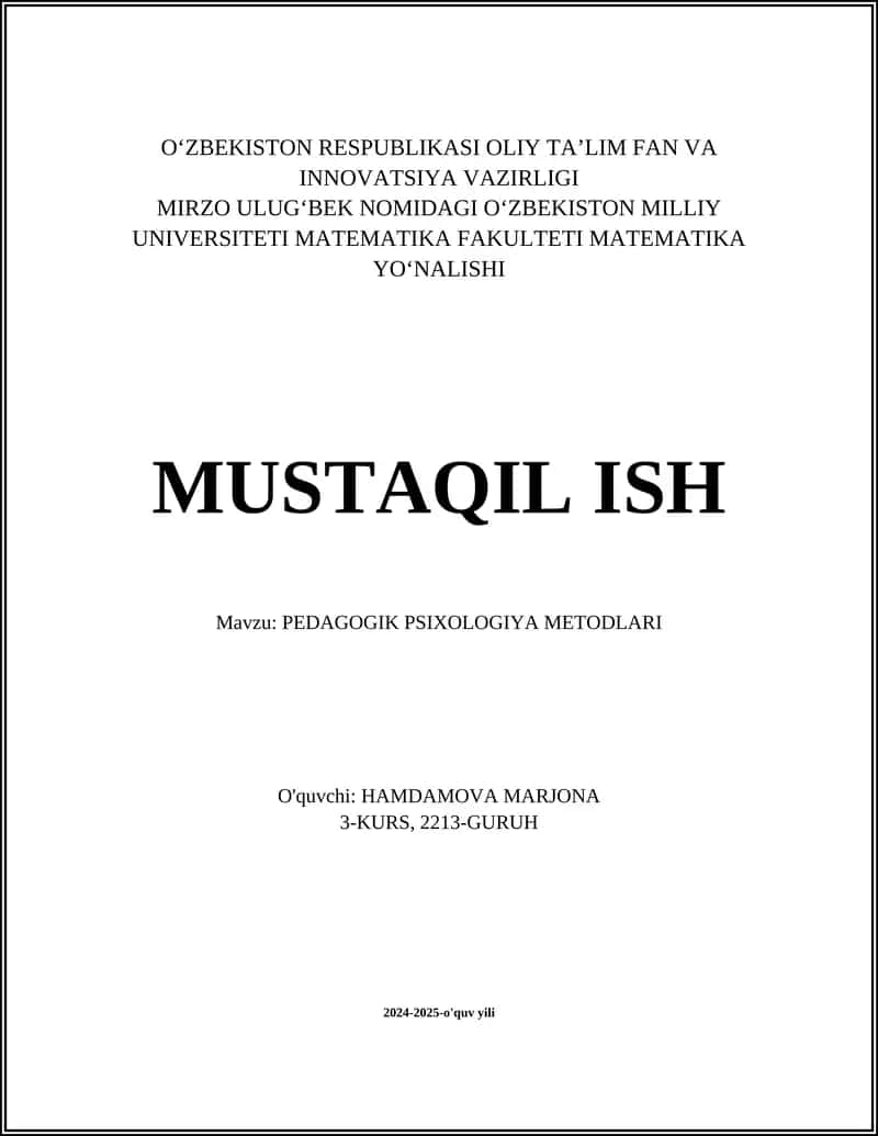 PEDAGOGIK PSIXOLOGIYA METODLARI 1