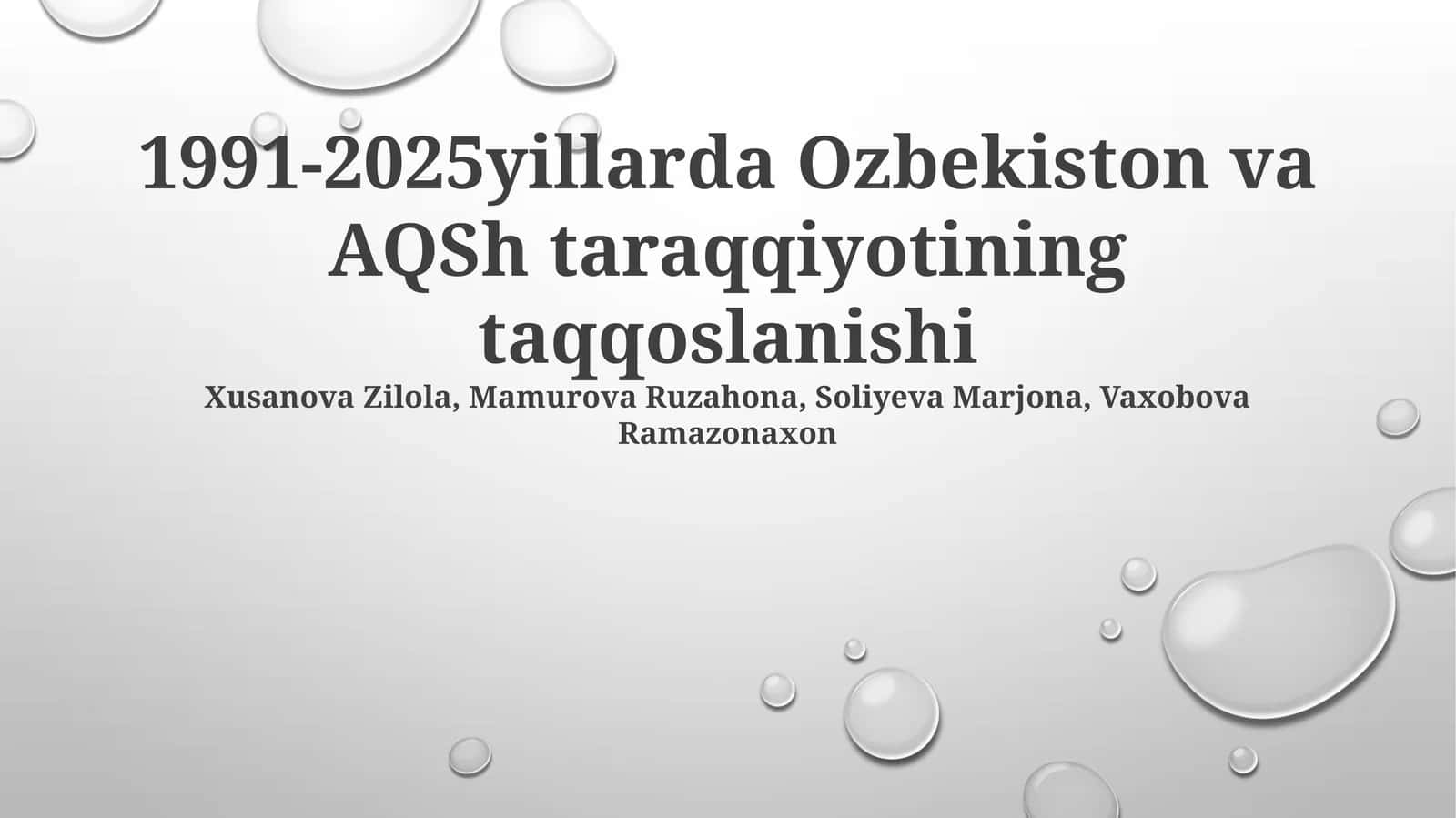 1991-2025yillarda Ozbekiston va AQSh taraqqiyotining taqqoslanishi 1