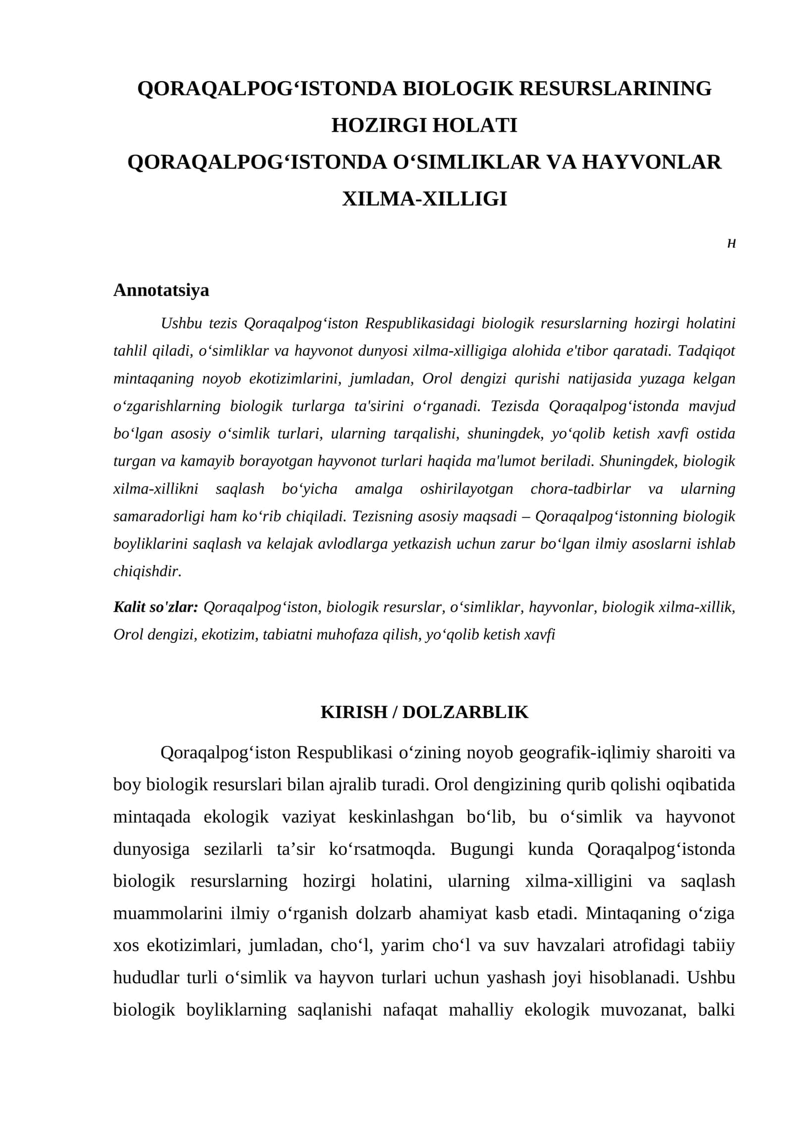 QORAQALPOG‘ISTONDA BIOLOGIK RESURSLARINING HOZIRGI HOLATI 1