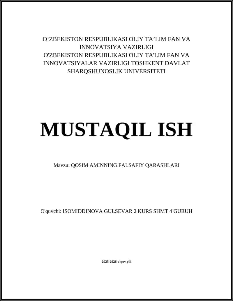 QOSIM AMINNING FALSAFIY QARASHLARI 1