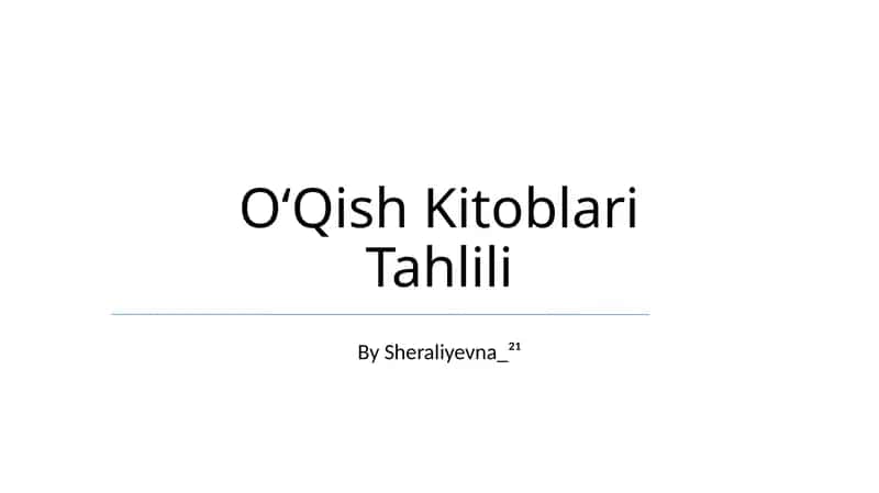 OʻQish Kitoblari Tahlili 1
