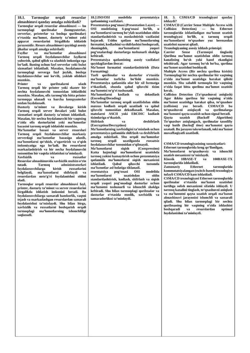 Tarmoqlar orqali resurslar almashinuvi jarayoni 1