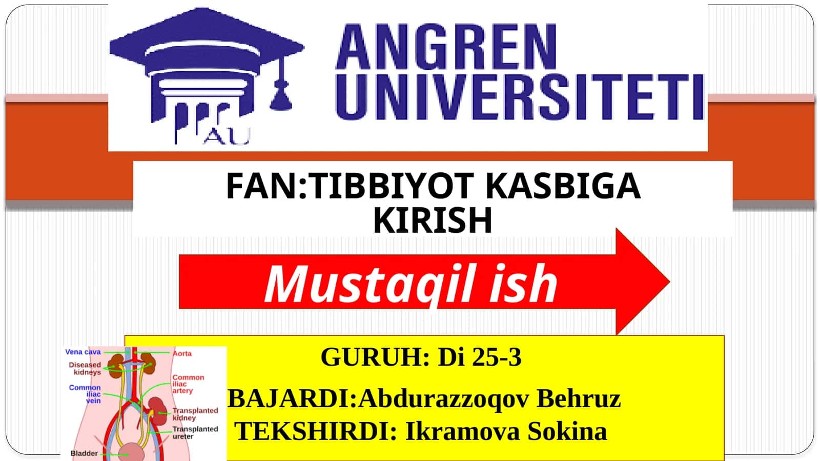 FAN:TIBBIYOT KASBIGAKIRISH 1