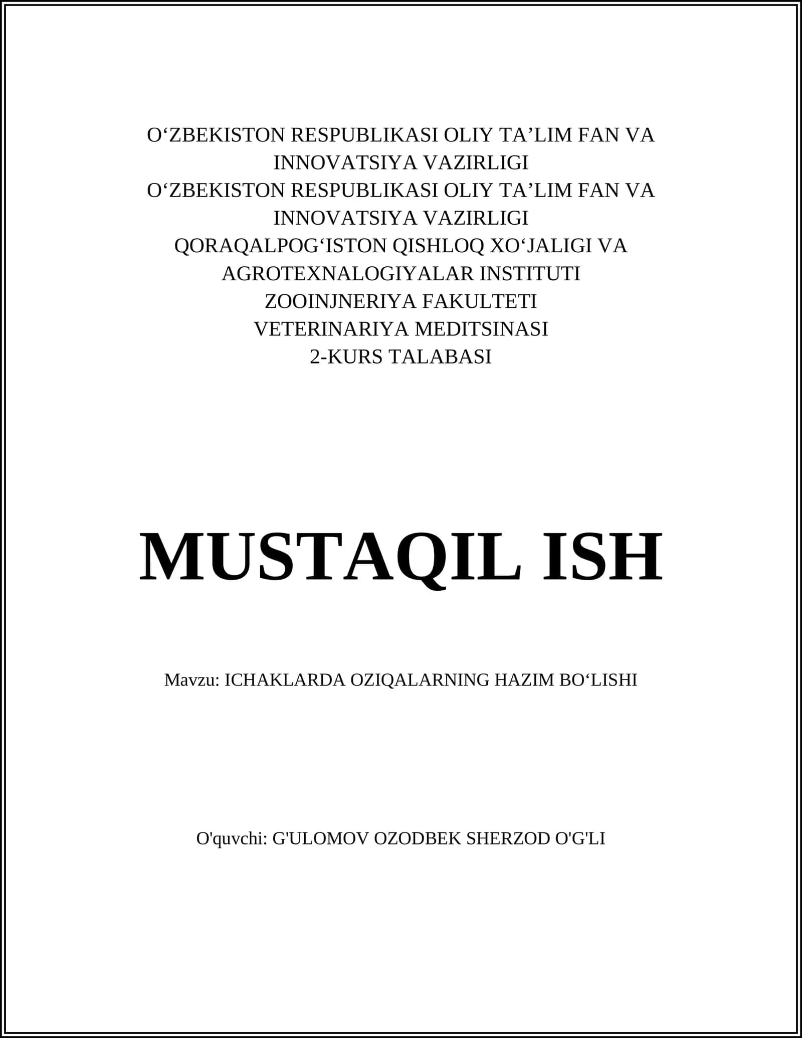 Ichaklarda oziqalarning hazim bo‘lishi 1