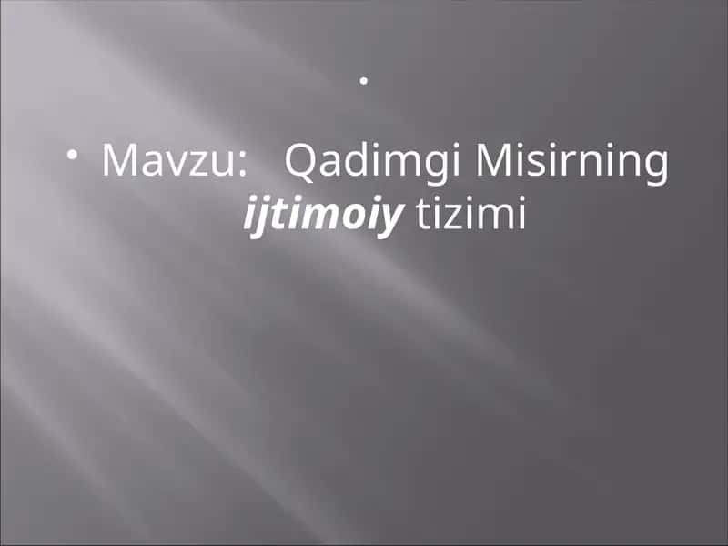 Qadimgi Misirning Ijtimoiy tizimi 1