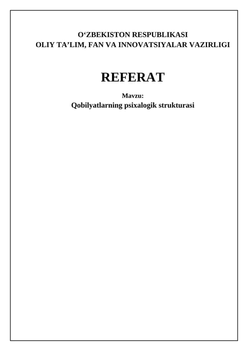 Qobilyatlarning psixalogik strukturasi 1