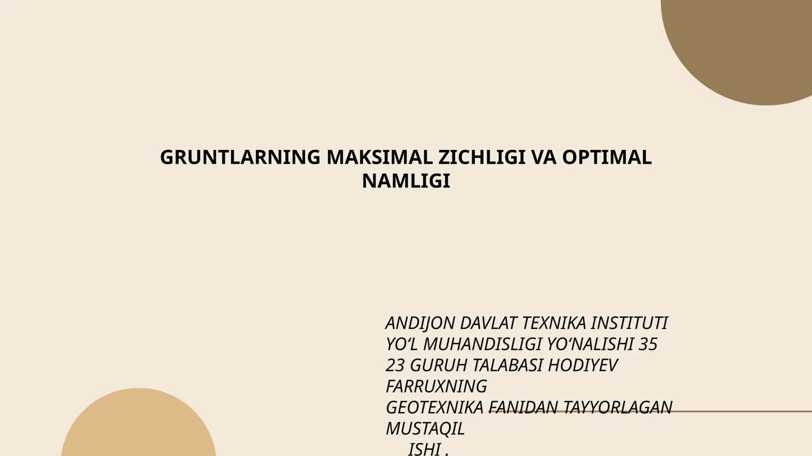 GRUNTLARNING MAKSIMAL ZICHLIGI VA OPTIMAL NAMLIGI 1