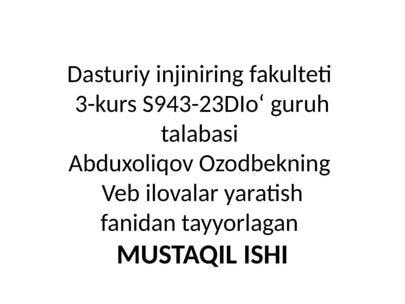 Veb ilovalar yaratish 1