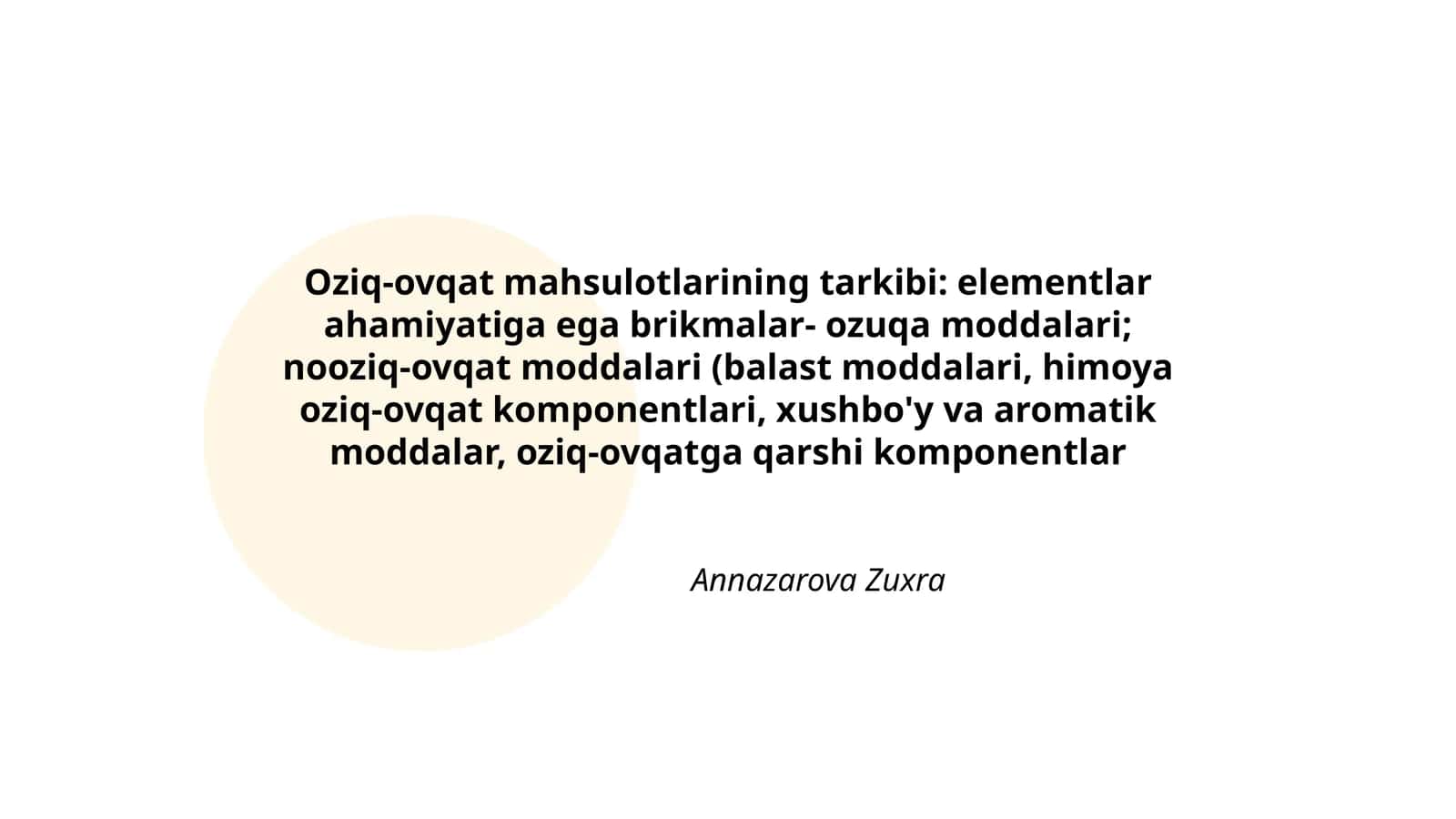 Oziq-ovqat mahsulotlarining tarkibi 1