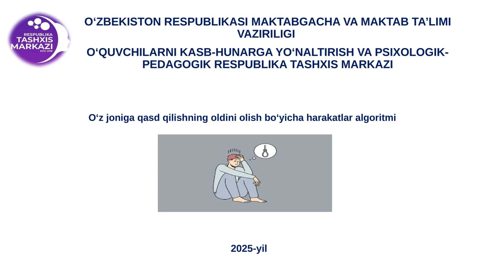 Oʻz joniga qasd qilishning oldini olish boʻyicha harakatlar algoritmi 1